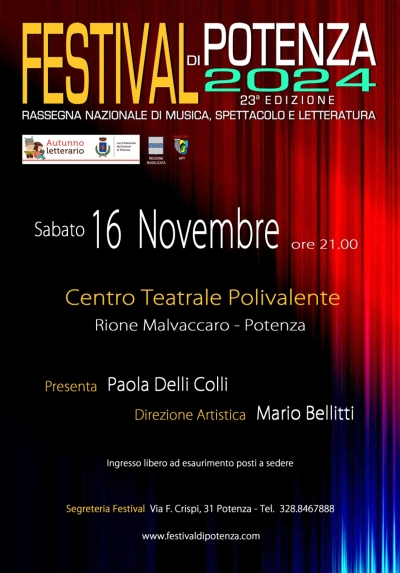 Festival di Potenza: conferenza stampa martedì 12 ore 10,00 Palazzo Cultura