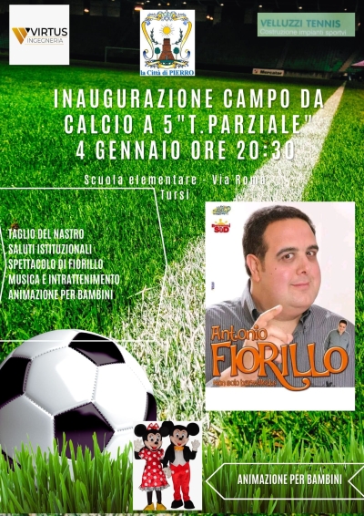 Questa sera a Tursi inaugurazione rinnovo Campo da Calcio a 5 - Ospite il comico Antonio Fiorillo