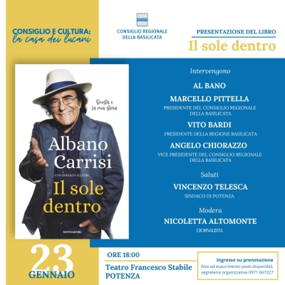 Senise - Venerdi 24 Gennaio presentazione del libro di Albano “Il sole dentro”