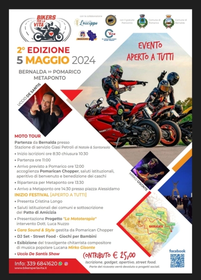 Dopo il successo della prima, ritorna il 5 maggio con tanta attesa la seconda edizione di Bikers per la vita 2024.