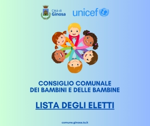 GINOSA, CONSIGLIO COMUNALE DEI BAMBINI E DELLE BAMBINE: ECCO GLI ELETTI