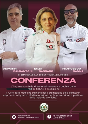 IX Settimana Cucina Italiana nel Mondo: programma lavoro Palazzo Italia Bucarest